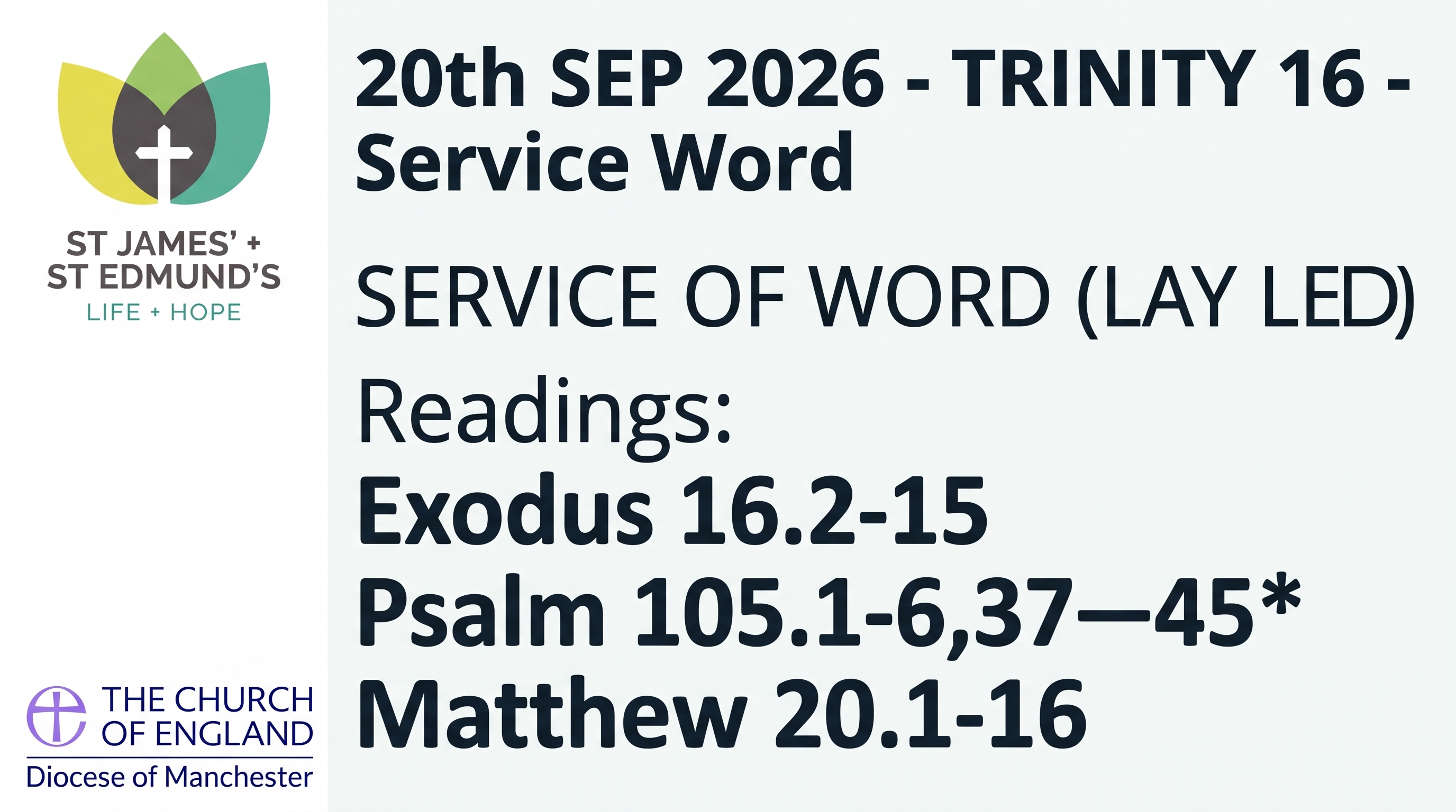 St. James' Morning Praise - Sunday 20th September 2026